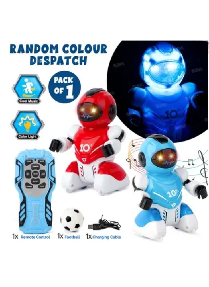 روبوت لعبة روبوت كرة قدم تعمل بجهاز تحكم عن بعد مع كرة، وأضواء موسيقية، وبطارية قابلة للشحن - Image 4